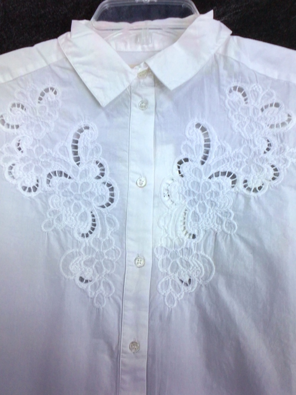 Sezane White Eyelet Embroidered Button-Up Blouse - Picture 5 of 10